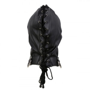 BDSM Cyprus-Leather Black Hood with side metal o-rings