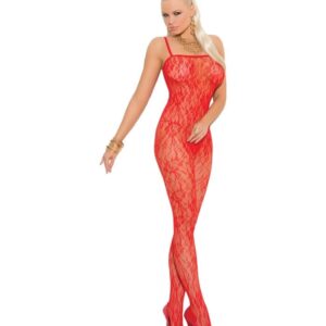 Elegant Moments Rose Lace Bodystocking With Open Crotch EMH1610