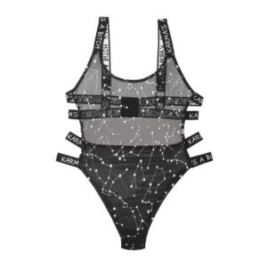 Bodysuit With Zodiac Print - Black/Metallic