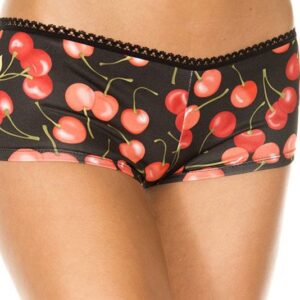 Ladies Knickers With Cherry Print - Black