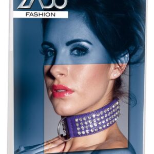 Leather Collar & Rhinestones - Purple