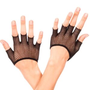 Short fishnet fingerless gloves BLACK