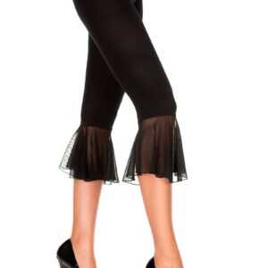 Bell bottom mesh capri BLACK