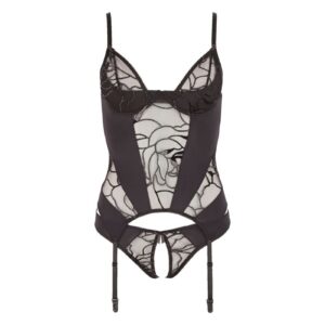 Crotchless Basque Set With Open Cups