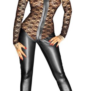 Jumpsuit With Wetlook And Lace