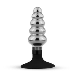 Ribbed Metal Butt-plug With Suction cup