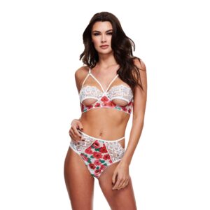 Baci - White Floral & Lace Bra High Waist Bra Set
