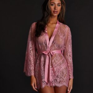 Isabella Allover Lace Kimono - Pink