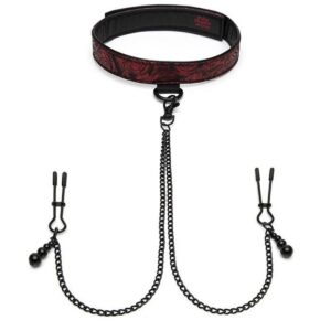 Fifty Shades of Grey u2013 Sweet Anticipation Collar with Nipple Clamps u2013 Red