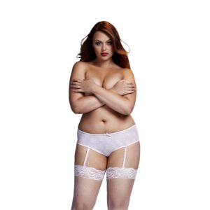 Baci Lingerie u2013 ROSE Open Crotch Boyshort Panty u2013 White XL