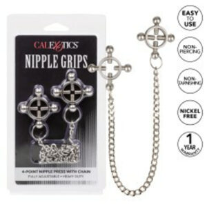 4 Point Nipple Press w Chain Silver