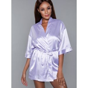 Be Wicked Home Alone Sexy Satin Wrap Robe BW1947-LAV