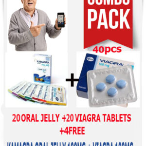 VIAGRA 100MG + KAMAGRA JELLY 100MG-COMBO PACK 20 + 20 40PCS +4Free