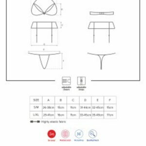 Bra, Garterbelt, Thong  Red S/M Medium Obsessive