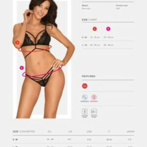 Diyosa Bra & Thong Black L/XL large Obsessive