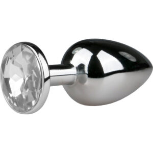 EasyToys: Metal Butt Plug No. 1 with Crystal, small, silver/clear