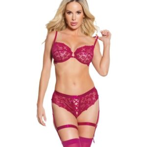 Coquette Berry Blossom Bra & Crotchless Panty CQ23114
