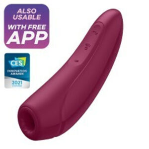 SATISFYER CURVY 1+ APP CONTOLLED TOUCH-FREE USB-RECHARGEABLE AIR PULSE CLITORAL STIMULATOR ROSE RED
