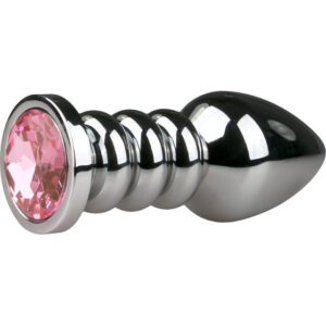 EasyToys: Metal Butt Plug No. 19 with Crystal, silver/pink