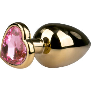 EasyToys: Metal Butt Plug No. 8 with Heart, large, gold/pink