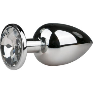 EasyToys: Metal Butt Plug No. 6 with Crystal, large, silver/clear