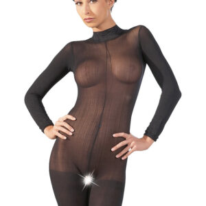 NO-XQSE: Crotchless bodystocking with lace-collar