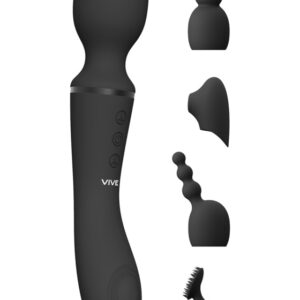 Vive: Nami, Pulse-Wave Wand Vibrator with Clitoral Sleeves, black