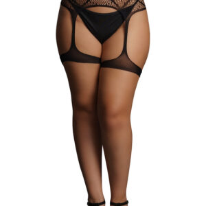 Le Désir: Striped, Fishnet Garterbelt, One Size Plus