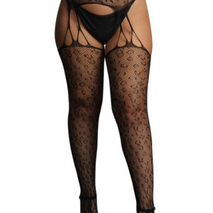 Le Désir: Suspender Leopard Pantyhose, One Size Plus