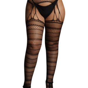 Le Désir: Suspender Striped Pantyhose, One Size Plus