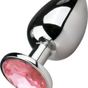 EasyToys: Metal Butt Plug No. 6 with Crystal, large, silver/pink