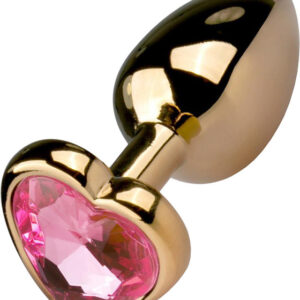 EasyToys: Metal Butt Plug No. 3 with Heart, small, gold/pink