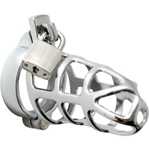 Rimba: Metal Male Chastity Device with Padlock, silver