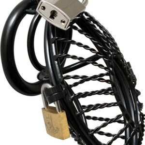 Rimba: Metal Male Chastity Device with Padlocks, black