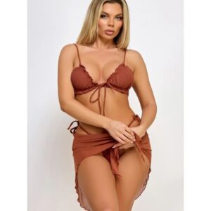 BeWicked Danica Bikini Set with Matching Sarong Coverup BW2528-RUST
