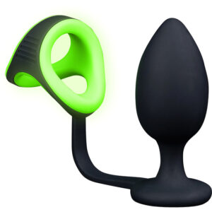 Ouch! Glow in the Dark: Butt Plug with Cock Ring & Ball Strap