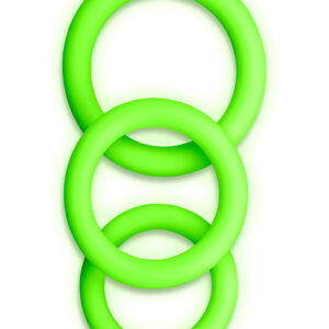 Ouch! Glow in the Dark: Silicone Cock Ring Set, 3-pack
