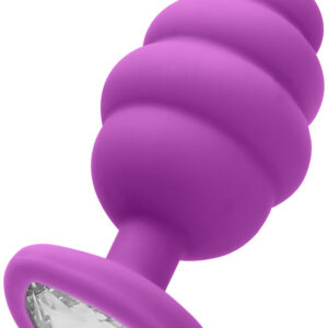 Ouch!: Regular Ribbed Diamond Heart Plug, purple