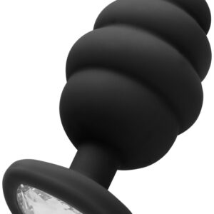 Ouch!: Extra Large Ribbed Diamond Heart Plug, black