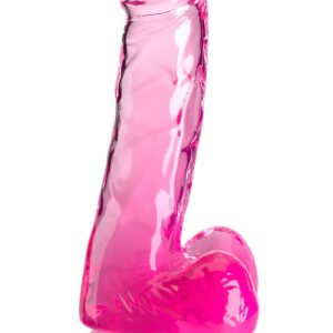 King Cock Clear: Dildo with Balls, 18 cm, pink