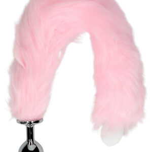 Ouch!: Light-up Fox Tail with Metal Butt Plug, pink