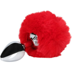 Ouch!: Bunny Tail with Metal Butt Plug, red