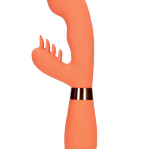 Loveline: Silicone Rabbit Vibrator with Ribbed Clitoral Stimulator