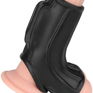 LoveToy: Vibrating Knights Ring Sleeve, Ridge, black