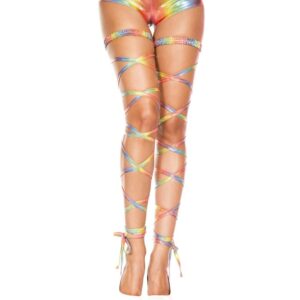 Music Legs Metallic Rainbow Leg Wraps ML34003