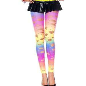 Music Legs Tattered Rainbow Leggings ML35124