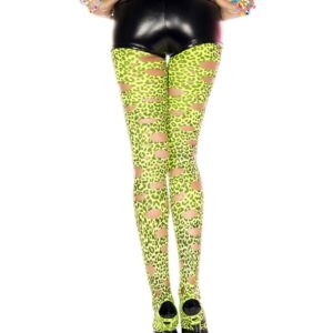 Music Legs Cut Out Leopard Print Footless Tights ML35130