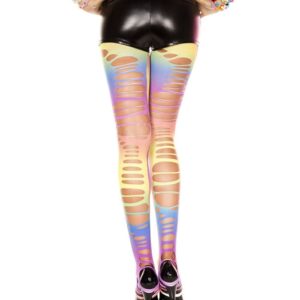 Music Legs Ripped Rainbow Spandex Stirrup Leggings ML35131