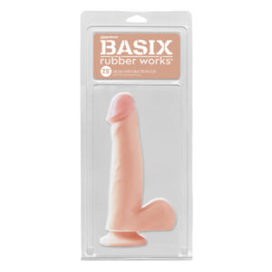 Basix Rubber Works 7.5 Inch Dong With Suction Cup  - Flesh