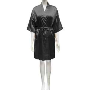 LuxRobe - Premium Satin Wrap Robe w/ Matching Sash LUX3701-3741 BLK